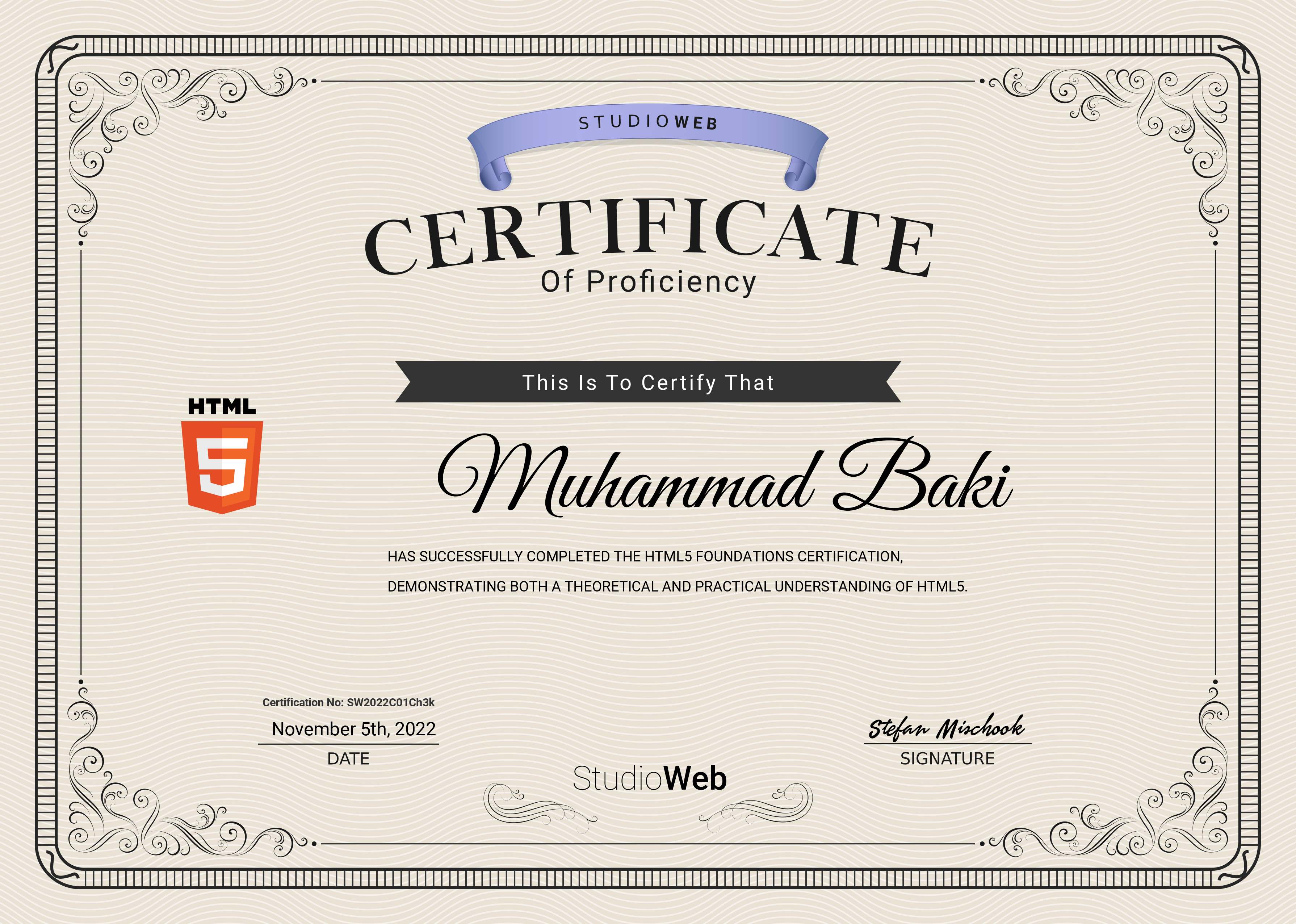 HTML Certification